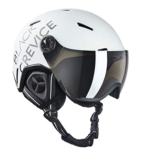 Black Crevice Vail Unisex Adult Ski Helmet with Visor, White Carbon/Black, L (58-61 cm)