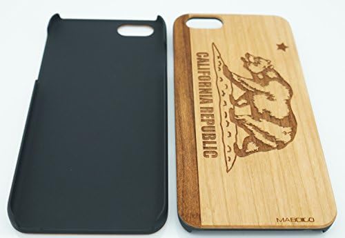 Custom iPhone Cases, Carved on Natural Cherry Wood iPhone 6 Case, iPhone 6S Case, Wood Case, California Republic California [Perfect Fit} (iPhone 6/6S)