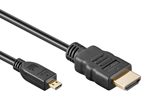 PremiumCord 4K High Speed Cable HDMI A a HDMI Micro D M/M, 4,95 Gbit/s, Compatible con Vídeo 4K@30Hz, Full HD 1080p, Deep Color, HDCP, HDR, Conectores Chapados en Oro, Negro, 1 m