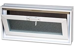 QUALITY GLASS BLOCK Glass Block Vent - 18x8 Vinyl Hopper Vent