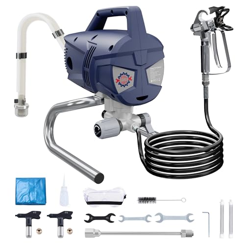 TurboVolt High Performance Airless Paint Spray System, 3300PSI 1010W Airless Paint Sprayer, 1.5L/min, 7.5 m Hose, with Extension Rod and Clog Protection for Indoor and Outdoor Walls, Fences, Roofs