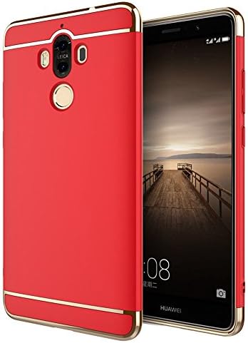 Huawei Mate 9 Case, Opretty 3 In 1 fashion Ultra Thin and Slim Hard Case Coated Non Slip Matte Surface with Electroplate Frame for Huawei Mate 9-3 In 1 Dark blue (3 In 1 Red)