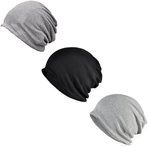 Thicker Beanies Multi Use Women Cap Soft Scarf 2in5 Ski Men Slouchy Stretch Hat Black&amp;Gray&amp;Dark Dray