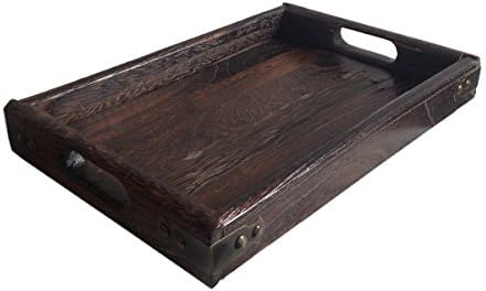JPCRAFT Simply Espresso Brown Rectangle Wooden Serving Tray, 12 by 8-Inch