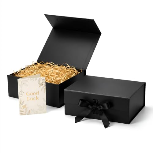 9x7x2.8 Inch Gift Box Small Gifts Box with Magnetic Lids Black Gift Boxes for Father's Day graduation gifts Contains Card, Ribbon, Filler,Black:3-Piece Kit (Essential):1pcs at Amazon