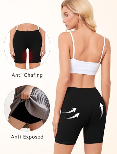 VOENXE Women's Cotton Cycling Shorts, Anti-Friction Thigh, Boxer Shorts, Women's Panty, Shorties Under Skirt or Dress, Women Leggings, Short Panty, Cotton, SeCURity, Protecting Comfort, Pack of 4