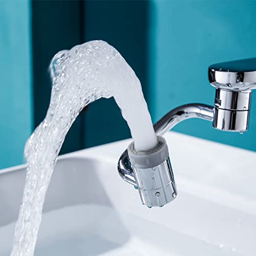 1080 Degree Rotatable Faucet Aerator,Swivel Faucet Attachment,Universal Large Angle Swivel Faucet Sink Face Wash Attachment With 2 Sprayer Modes Splash Bathroom Sink Sprayer (Silver)
