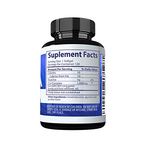 CLA 1000mg Weight Loss Supplement Best All Natural 100 Safflower Oil