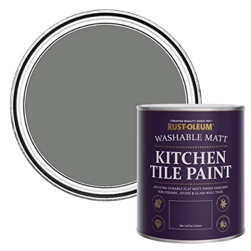 Rust-Oleum Pintura para azulejos de cocina gris resistente al agua en acabado mate - Pizarra 750ml