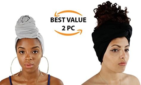 Stretch Head Wrap - Long Solid Color Turban Hair Scarf Tie by