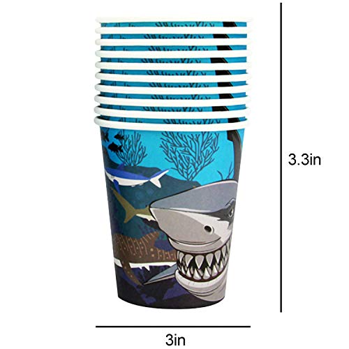 177 Piece Shark Party Supplies Set Including Banner, Plates, Cups, Napkins, Tablecloth, Spoon, Forks, and Knives, Serves 25