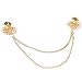 Round Collar Tips Shirt Stud Neck Brooch with Chain Tassels Golden