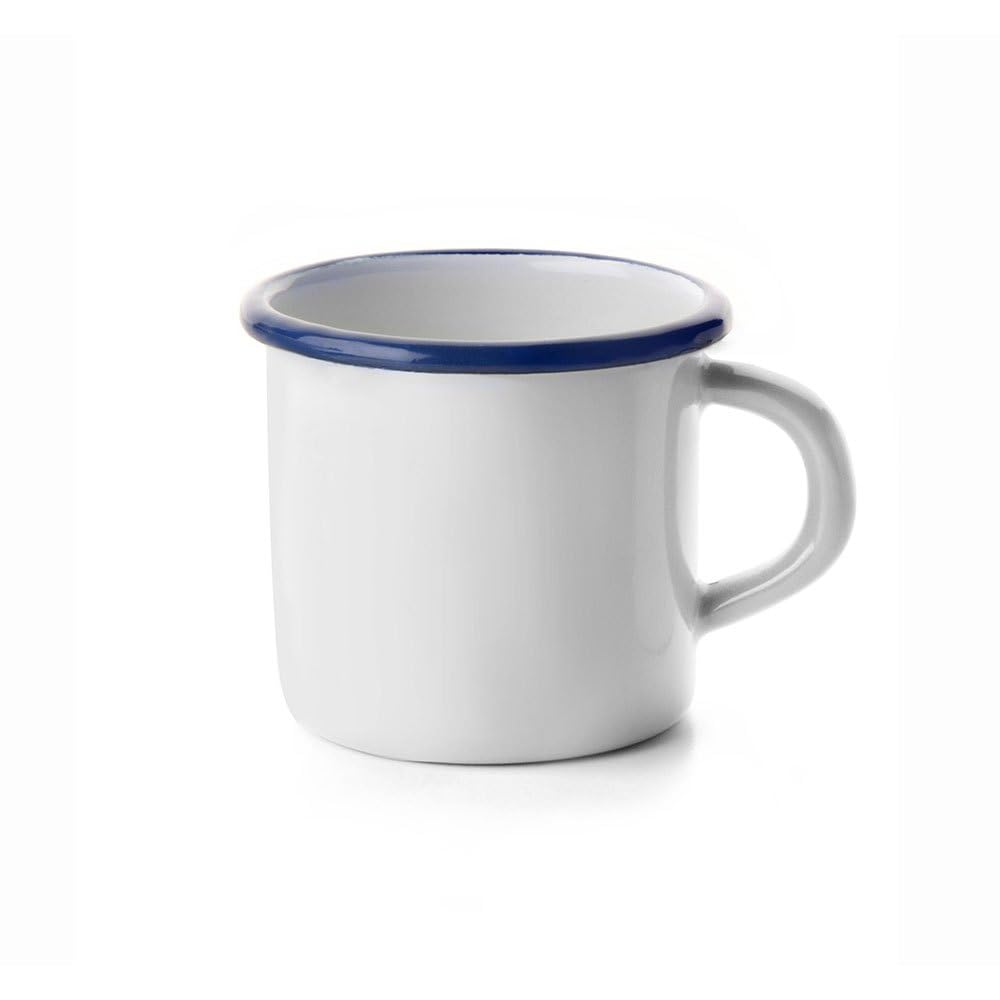 ibili "Blanca Enamelled Steel Mug, White/Blue, 7 cm