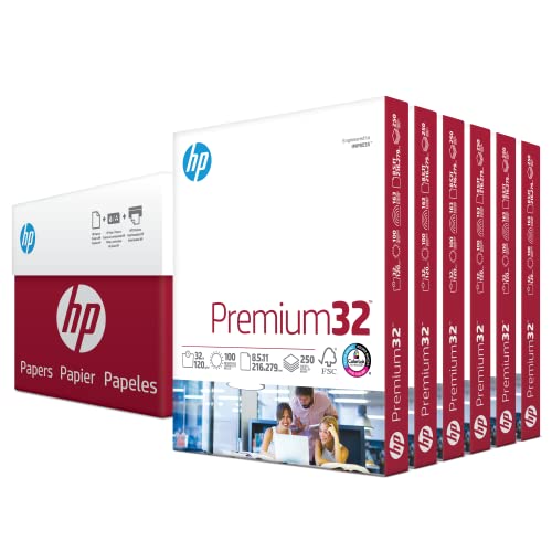 HP Printer Paper 8.5 x 11 Paper Premium 32 lb 6 Pack 1,500