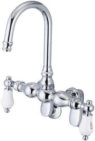 Water Creation F6-0015-01-PL Vintage Classic Adjustable Spread Wall Mount Tub Faucet with Gooseneck Spout and Swivel Wall Connector