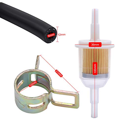WiMas Benzineslang Kit, brandstofpijp, vacuümbuis, 2 meter brandstoflijn + 2 STKS 6 mm/8 mm benzinefilter + 10 STKS… - Image 3