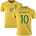 JerzeHero Brazil Neymar Jr #10 Youth 3 in 1 Soccer Gift Set ✓ Soccer Jersey ✓ Shorts ✓ Compression Arm Sleeve ✓ Home or Away ✓ Short Sleeve or Long Sleeve (YM 8-10 yrs, Home Short Sleeve)