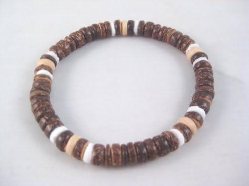 One New 9" Coco Bead &amp; Puka Shell Stretch Bracelet / Anklet