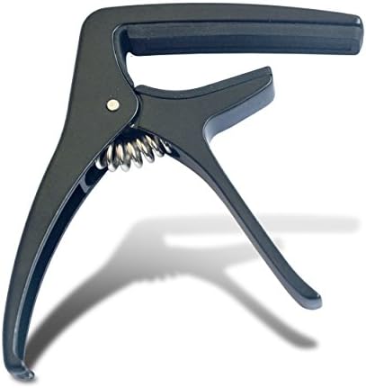 AZMUSIC Single-handed, Trigger Guitar Capo for Quick Changes, Includes 5 Guitar Picks, Black
