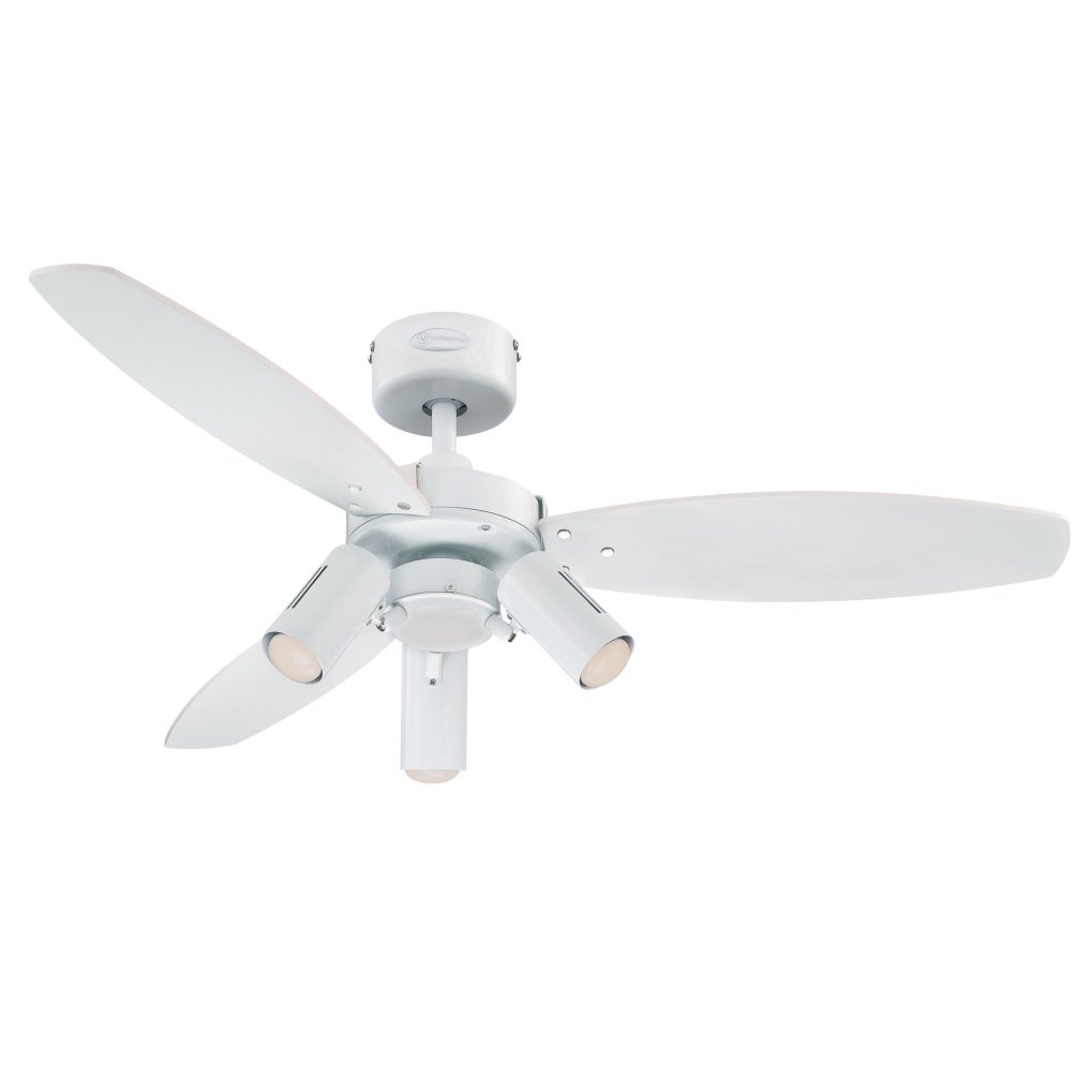 Westinghouse Lighting Jet Plus Indoor Ceiling Fan, Metal, 1 W, White Finish with Reversible White/Light Maple Blades