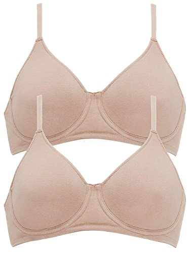 Naturana Women's Pack of 2 Organic Cotton Underwired Bras 7586 Light Beige 36 B