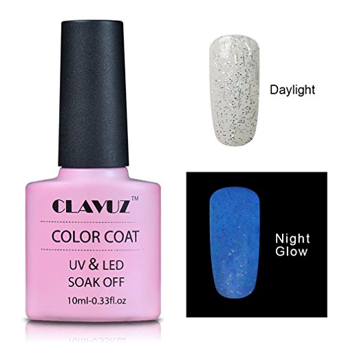 Gel Nail Polish,CLAVUZ Glow In the Dark Gel Nail Polish Soak Off UV Led Luminous Lacquer Manicure DIY Nail Art at Home 10ML