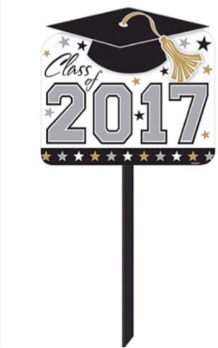 2017 Black, Gold & Silver Graduation Yard Sign Graduate