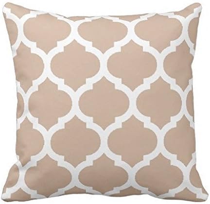 Cute Taupe Brown White Retro Chic Trellis Pattern Throw Pillow Case