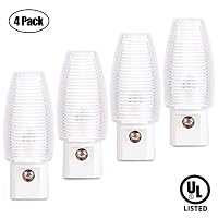Emotionlite Plug in LED Night Light with Dusk to Dawn Sensor Kids Nursery Light Warm White 2700K UL Listed 4 Pack