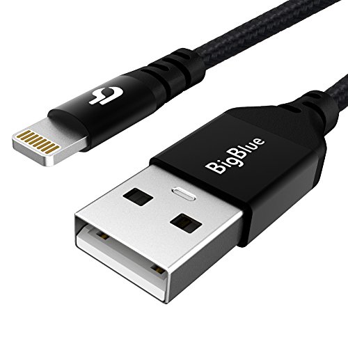 6.6ft BigBlue MFi Certified Fits Lifeproof Case, Ultra High Strength Lightning Cable For iPhone 7 iPad Pro iPod Pill+ And More (Black)