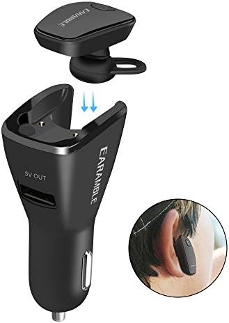 Earamble Car Bluetooth Earpiece, 2 in 1 Handsfree Noise Cancelling Headset with Fast Charge Car Charger for Driving, Auto Answer/End Calls, Magnet Auto Charging Mount