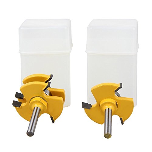 VCCA 2Pcs Tongue and Groove Router Bit Set with 1/4 inch Shank Wood Milling Saw Cutter for Woodworking Tool