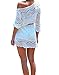 Creabygirls® Women's Sexy Crochet Hollow Out Bikini Cover Up Dress with Belt White