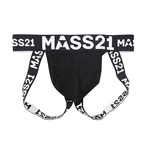 MASS21 Men’s Sexy Low Rise Jock Strap Thong With Cup Pocket Black Size S