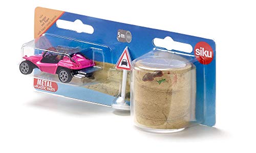 siku 1604, Buggy mit Tape und Verkehrsschild, Metall/Kunststoff, Multicolor, 5 m Fahrstrecke
