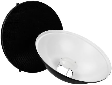 Fotodiox Pro Beauty Dish 22" (56cm) kit with honeycomb Grid (50 degree), for Photogenic Studio Max III 160, 320, Powerlight PL1250, PL1250DR, PL1200DRUV, PL2500DRUV, PL625DR, PL624DRC, PL1250DRC, Solair 500, 1000 Strobe Flash Light, Beautydish