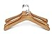 CA&HomeDecor Natural Finish Wooden Coat Hangers with Notched Shoulders and Anti-rust Hook, 3 Pack