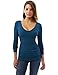 PattyBoutk Women V Neck Ruched Long Sleeve Blouse (Dark Azure Medium)