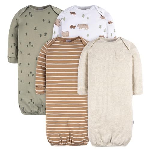 GerberBaby Boys4-Pack Sleeper GownForest Bears0-3 Months
