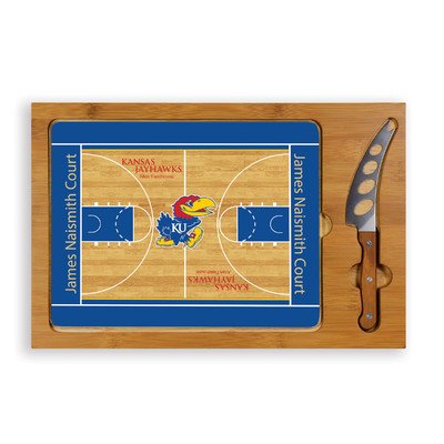 Picnic Time 910-00-505-245-0 Icon Glass Top Cheese/Cutting Board Collegiate University Of Kansas Jayhawk