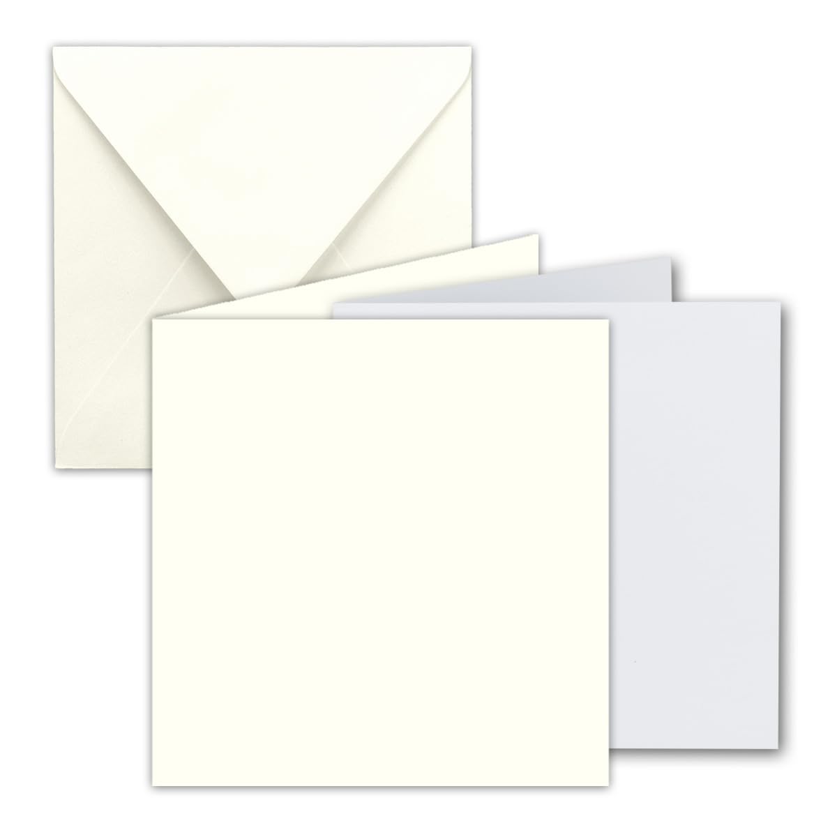 FarbenFroh by GUSTAV NEUSER 50x Square Folding Card Set 15 x 15 cm with envelopes & Inserts Natural White