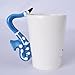 Novelty Saxophone Handle Music Mug Unique Art Musical Notes Holds Tea Coffee Milk Ceramic Mug Cup 300ml Best Gift,Black