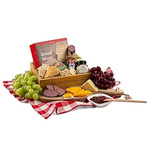 Holiday favorite meat and cheese food gift basket GourmetGiftBaskets.com Holiday Meat and Cheese Gift Basket Crate - Gourmet Food Gift Baskets