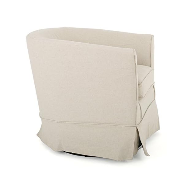 Christopher Knight Home Cecilia Swivel Chair with Loose Cover, Natural