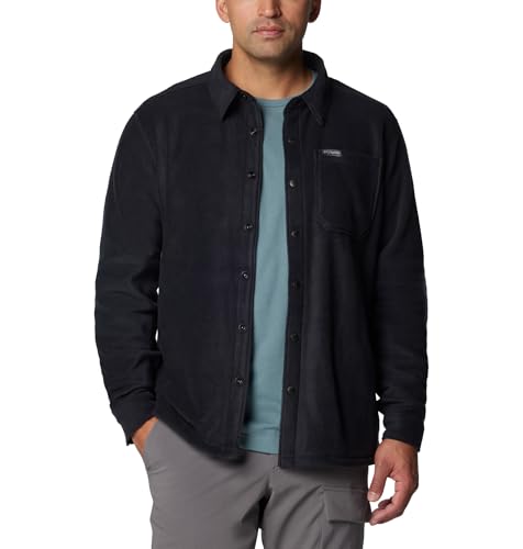 Columbia Mens Steens Mountain Solid Shirt Jacket, Black, Medium