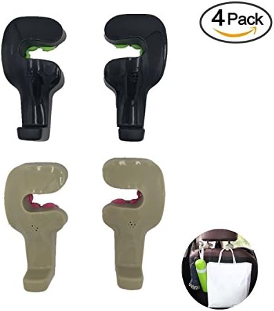 AC Parts Universal Car Headrest Holder Hooks( 4Pack- 2Black+2Beige) - Vehicle Car, Pickup,MPV, SUV Front Back Seat Hidden Hangers for Handbag,Purse, Shopping / Plastic bags , Scarves, Umbrella ,