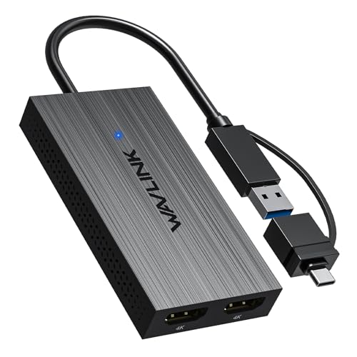 WAVLINK USB 3.1/USB C to Dual HDMI Adapter, DisplayLink Dual 4K@60Hz Monitor Hub, Compatible MacBook M1/M2/M3/M4, New MacBook Neo, Windows