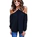 Strapless T-shirt,Laimeng Women Fashion Irregular Strapless Chiffon T-shirt (S, Black)