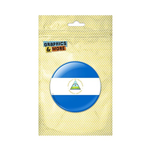 Nicaragua National Country Flag Pinback Button Pin Badge - 1 Inch Diameter