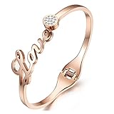 Bestcrew-us Stainless Steel Bangle Bracelet for Women Rose Gold, fits 6.6 inch Wrists